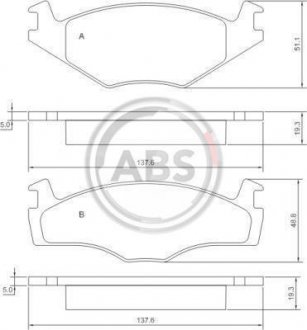 Колодки тормозные перед. Caddy/Cordoba/Golf/Ibiza/Jetta (81-03) A.B.S. 36536