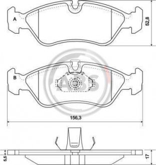 Гальмівні колодки перед Astra F/Vecta B/Combo -05 (ATE) A.B.S. 36896