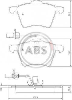 Тормозные колодки перед. T4 2.5TDI 96-03 (R15)(с датчиком) A.B.S. 37141