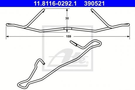 Комплект прижимних планок гальмівного супорту ATE 11.8116-0292.1