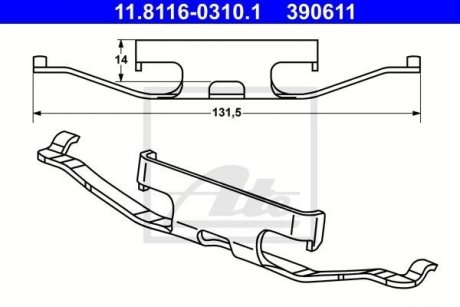 Комплект гальмівних колодок (задніх)),, 1.9-2.5TDI 03-/ Touareg 03-10 ATE 11.8116-0310.1