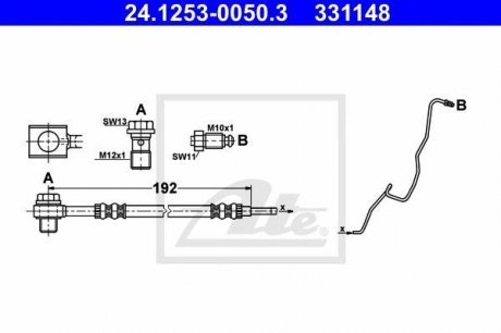 Шланг гальмівний задній лівий ATE 24.1253-0050.3