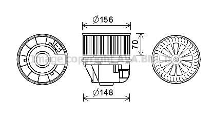 Вентилятор отопителя салона Ford Focus (04-12), C-MAX (07-10) AVA AVA COOLING FD8612 (фото 1)