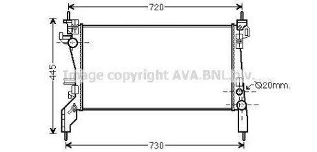 Радиатор охлаждения двигателя Fiat Fiorino (07-)/Citroen Nemo (08-)/Peugeot Bipp AVA COOLING FTA2380