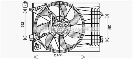 AVA HYUNDAI Вентилятор радіатора (дифузор в зборі) TUCSON 2.7 04-, KIA AVA COOLING HY7572 (фото 1)