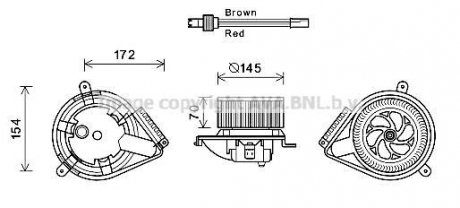 Вентилятор отопителя салона MB V638 AC+ AVA COOLING MS8627