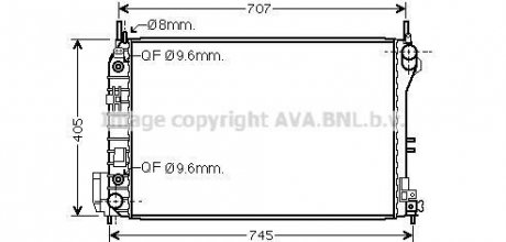 Радіатор охолодження двигуна Opel Vectra C 2,2i 2,2Direct 3,2i AC+ AT 02>08 AVA AVA COOLING OLA 2341