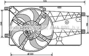 AVA CITROEN Вентилятор радіатора (з дифузором) Nemo 1.3/1.4HDI 08-, Fiat Fiorino, Qubo, Peugeot Bipper AVA COOLING PE7548 (фото 1)