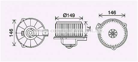 Вентилятор отопителя салона Toyota Corolla (00-) 1.3i 1.4i 1.6i 1.8i AV AVA COOLING TO8735