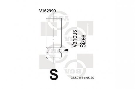 Клапан впуск. SONATA/TUCSON/CEED/SPORTAGE/MAGENTIS/i30/ACCENT 1.5-2.0D 02- BGA V162390