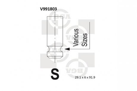 Клапан впуск. ACCENT/RIO/CERATO 1.4/1.6i 02- BGA V991803