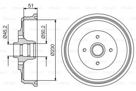 VW Тормозной барабан Caddy II 95-03 BOSCH 0986477178