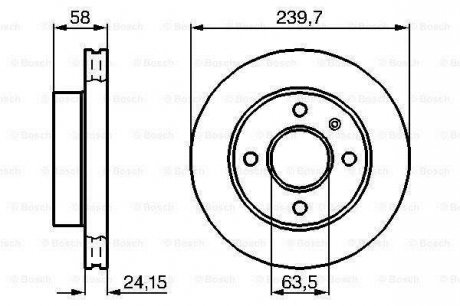 Диск торм.пер.вентил.FORD Orion,Escort,Fiesta (239,7*24,1) BOSCH 0986478148