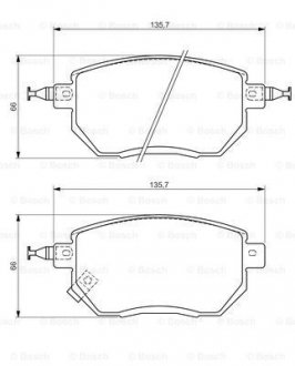 Комплект гальмівних колодок, дискове гальмо BOSCH 0 986 494 366