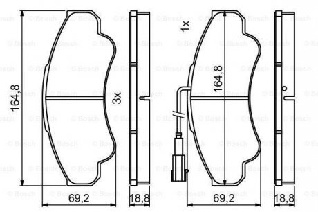 Гальмівні колодки, дискові. BOSCH 0 986 494 850