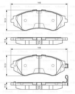 Комплект тормозных колодок, дисковый тормоз BOSCH 0986495059 (фото 1)