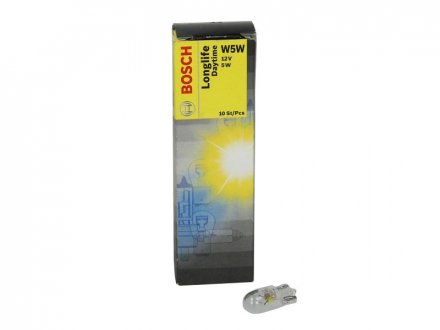 Автолампа Longlife Daytime W5W W2,1x9,5d 5 W прозрачная BOSCH 1987302286