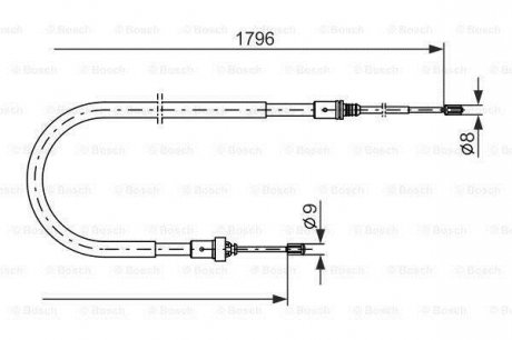 Тормозной трос (барабан) 1796mm PEUGEOT 207/208\'\'R BOSCH 1987477235