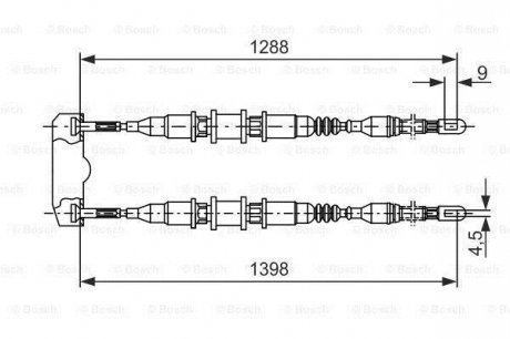 OPEL Трос ручного тормоза задний Astra 92- BOSCH 1987477258