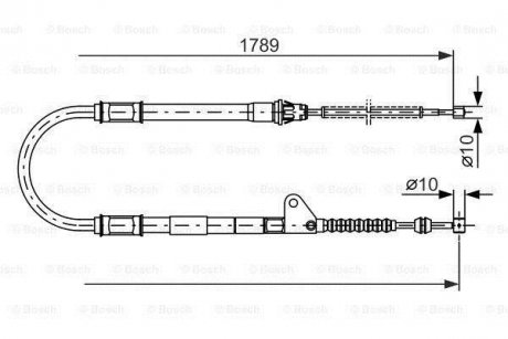 TOYOTA Трос ручного тормоза AVENSIS 98- прав. BOSCH 1987477540