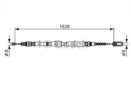 PEUGEOT Трос ручного тормоза промеж. 605 BOSCH 1987477688