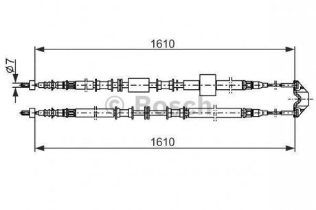 OPEL Трос ручн.тормоза лев./прав Meriva -10 (1610mm) BOSCH 1987477936