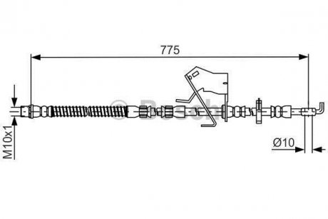 CITROEN Тормозной шланг передн.лев.C5 III,08-,Peugeot 407,508 BOSCH 1987481684