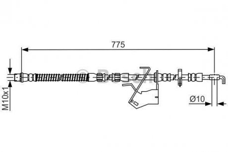 CITROEN Тормозной шланг передн.прав.C5 III,08-,Peugeot 407,508 BOSCH 1987481685