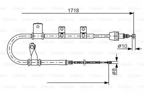 Гальмівний трос 1718mm HYUNDAI Matrix \'\'RR \'\'01-10 BOSCH 1987482075