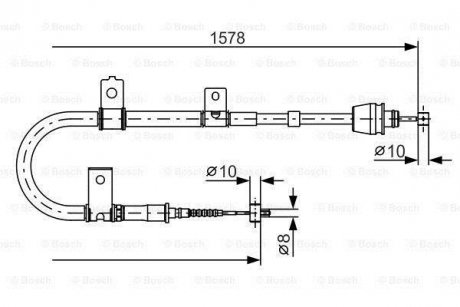 HYUNDAI Трос ручного тормоза прав.Elantra 00- BOSCH 1987482167