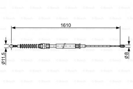 VW Трос ручного тормоза задн. лев./прав. 1610/940 мм TOURAN 03- BOSCH 1987482326