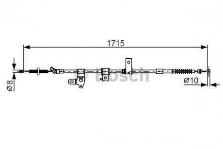 Трос ручного тормоза прав.TOYOTA PRIUS -09 BOSCH 1987482348