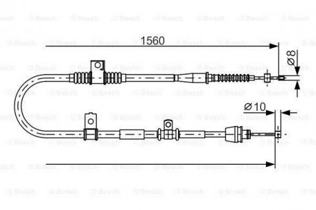 KIA Трос ручн.тормоза прав.Cerato 04/04-11/04 BOSCH 1987482360