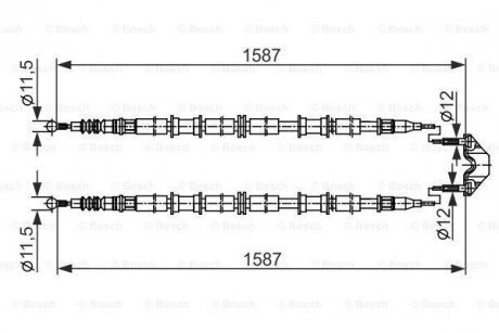 OPEL Трос ручного тормоза Astra G 04- BOSCH 1987482537