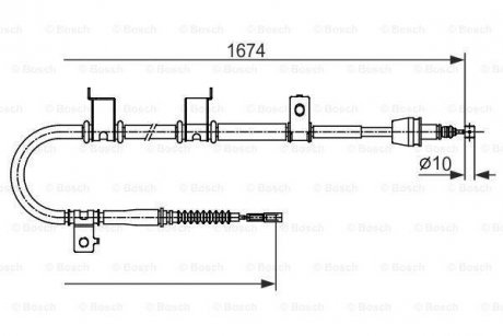 HYUNDAI Трос ручного тормоза задний правый i30 07- BOSCH 1987482714 (фото 1)