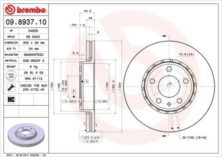 Гальмівний диск BREMBO 09893711