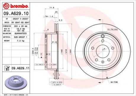 Тормозной диск BREMBO 09.A629.10