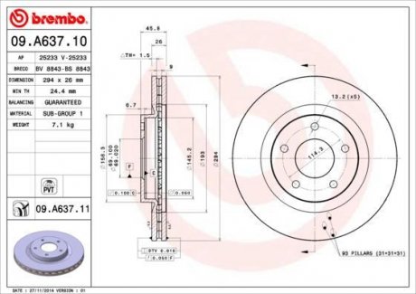 Диск тормозной BREMBO 09.A637.10