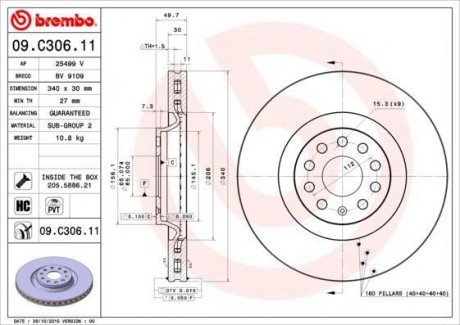 Гальмівний диск BREMBO 09.C306.11