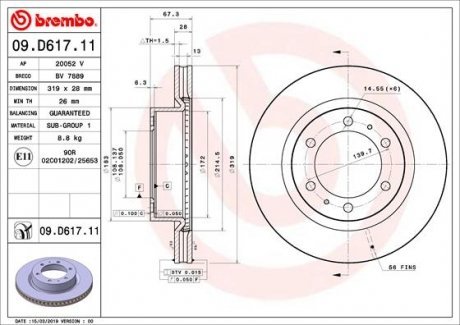 Тормозной диск BREMBO 09.D617.11