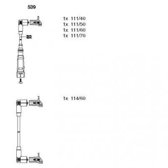 Комплект проводов VW Golf/Polo/Jeta/Transporter &quot;1,0-1,6 &gt;&gt;&quot;96 BREMI 539 (фото 1)