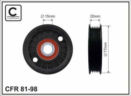 Ролик 77X20.5X15 поликлинового кулича VW Passat CAFFARO 8198