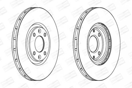 Диск тормозной передний (кратно 2шт.) CITROEN C4 I (06-), DS5 (11-15)/PEUGEOT 2008 II (UD_, US_, UY_, UK_) (19-) CHAMPION 562641CH