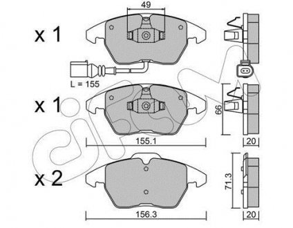 Колодки гальмівні перед. A1/A3/Altea/Beetle/Caddy/Up (04-21) CIFAM 822-548-0