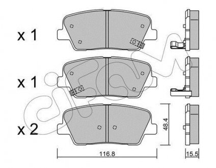 Гальмівні колодки зад. Santa Fe II/III 06-/Sorento II/III 09- (mando) (117x48,3x15,5) CIFAM 822-901-0