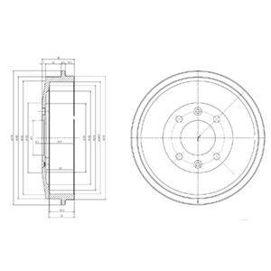 Тормозной барабан задний CITROEN BERLINGO, C15, XSARA, XSARA PICASSO, ZX PEUGEOT 305, 305 I, 305 II, 306, 405 I, 405 II, 406, PARTNER, PARTNER TEPEE, PARTNERSPACE 1.1-Electric 10.77- Delphi BF169