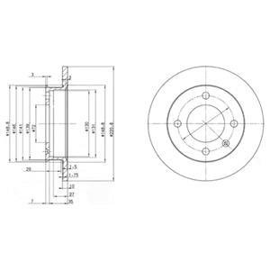 FORD Диск тормозной передний FIESTA 76-89 (221*10) Delphi BG2118