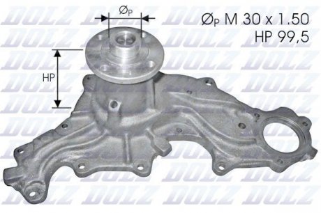 Водяний насос FORD CAPRI III (GECP) GRANADA (GU) SCORPIO I (GAE, GGE) SIERRA (BNC,BNG,GBC) DOLZ F120