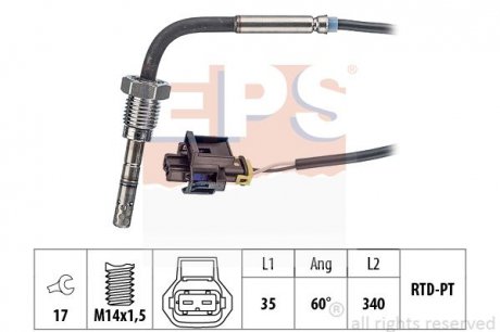 OPEL Датчик температуры ОГ Antara 2,0CDTI -11, CHEVROLET Captiva 2,0D 06- EPS 1.220.196