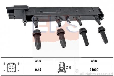 CITROEN Катушка зажигания C4,5,Jumpy,Peugeot 206,307,406,407 EPS 1.970.408